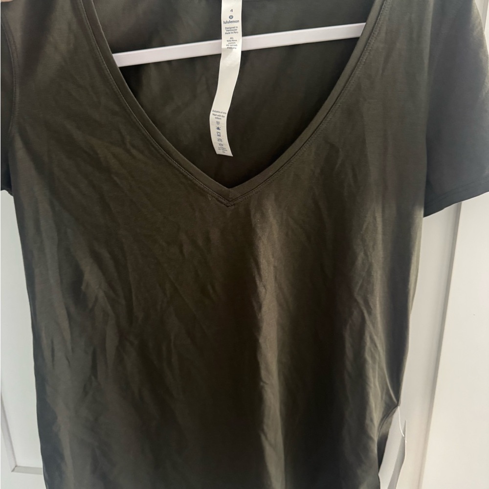 lululemon athletica Dark Green V-Neck Tee